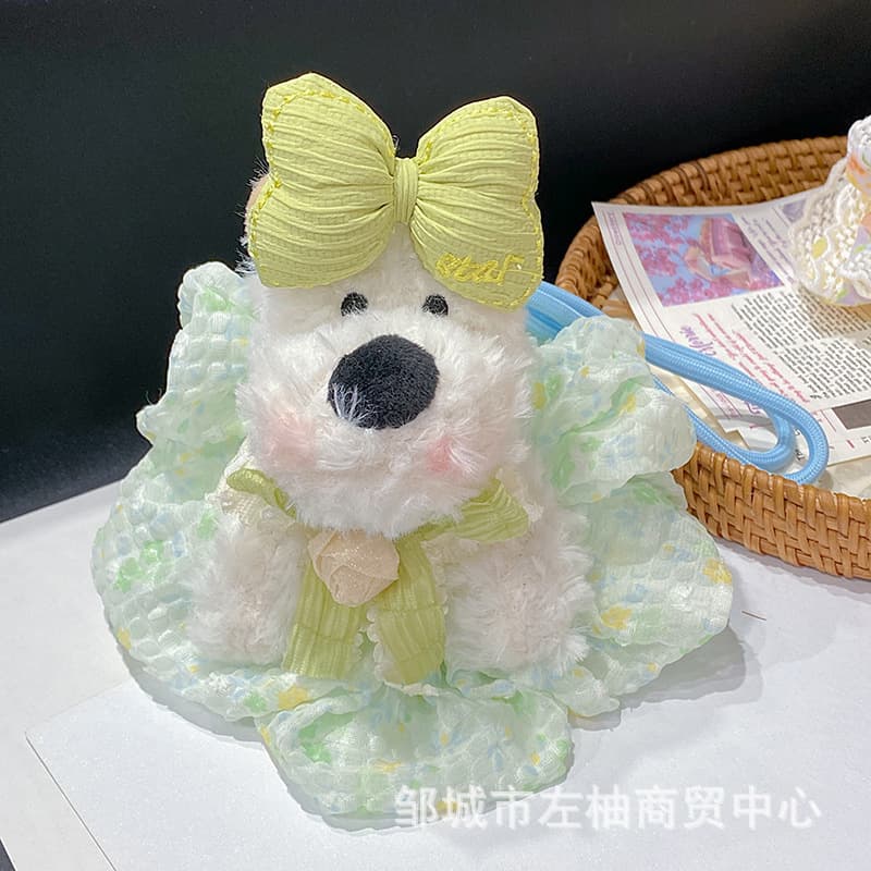 Internet celebrity popular mini skirt West Highland puppy plush toy keychain bag pendant rope buckle West Highland toy