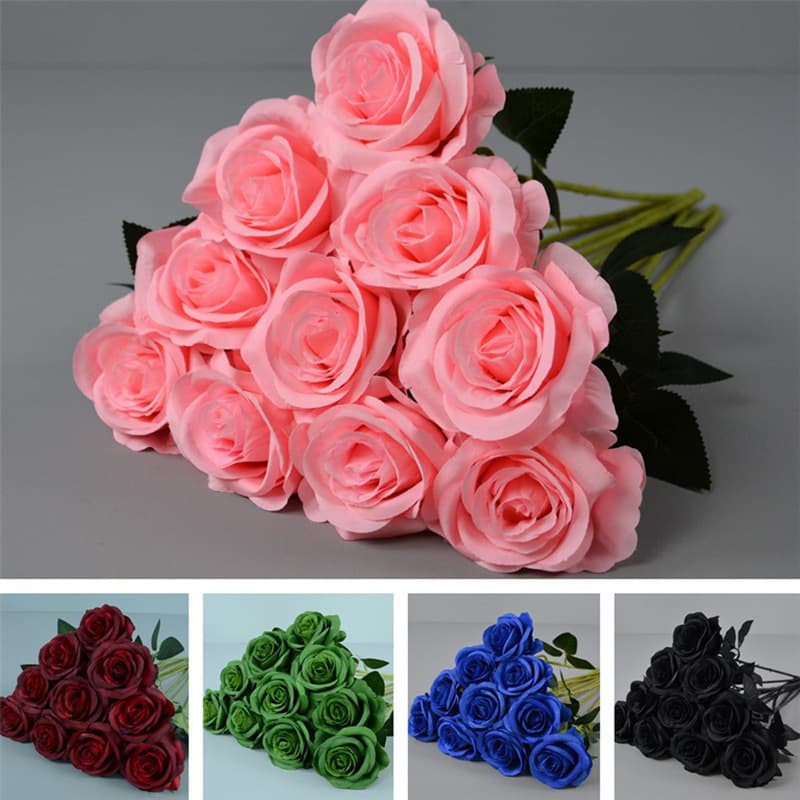 Wholesale Hot-Selling Single Silk Rose for Home Living Room Decoration Artificial Flowers Wedding Waterfall Rose Flower Arrangement