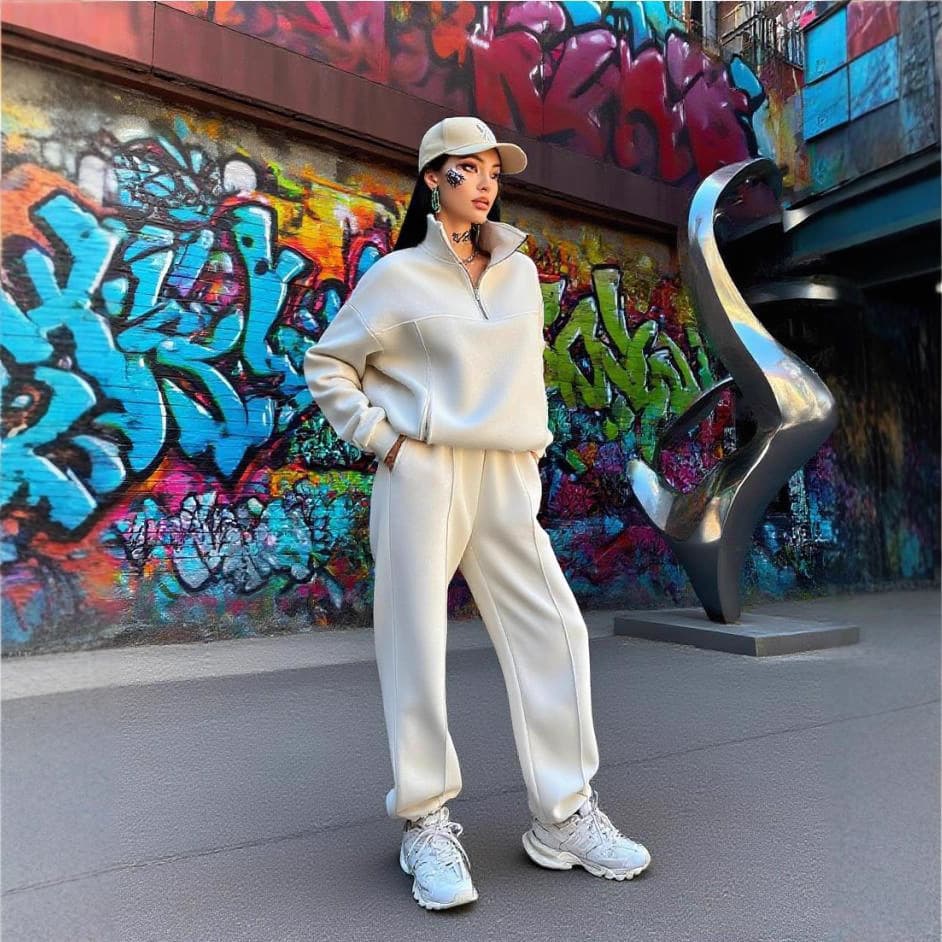 Cross-border foreign trade 2025 European and American new casual fashion street splicing trendy long-sleeved sweatshirts and trousers suits wholesale