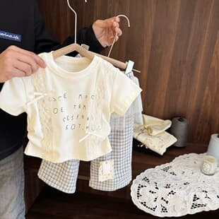 Baby Girl Stylish Fitted Short Sleeve T-Shirt Infant Summer Thin Korean Style Girls Casual Letter Crop Top
