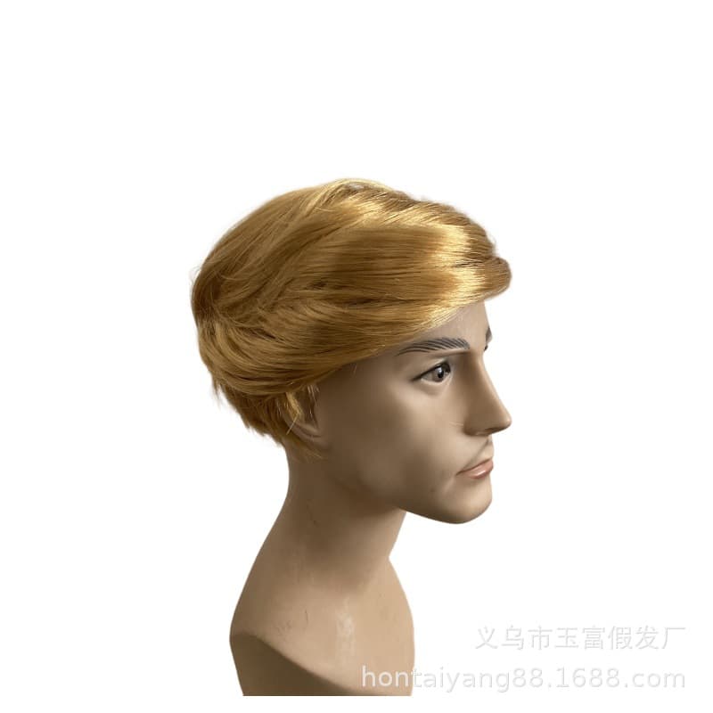 Golden Short Straight Men's Wig Human Hair Wigs for Men Short Hair Character Wigs Wholesale Any Skin Color And Face Type Suitable