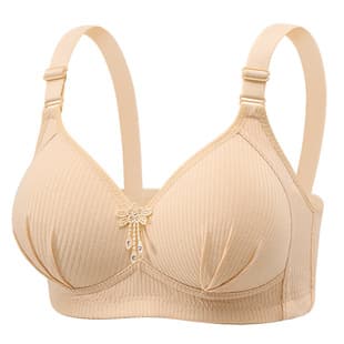 Genuine Plus Size Thin Cup Bra Women Bra Wire-free Push-up Lift Chest Side Fat Control Middle-aged and Elderly Mother Bra
