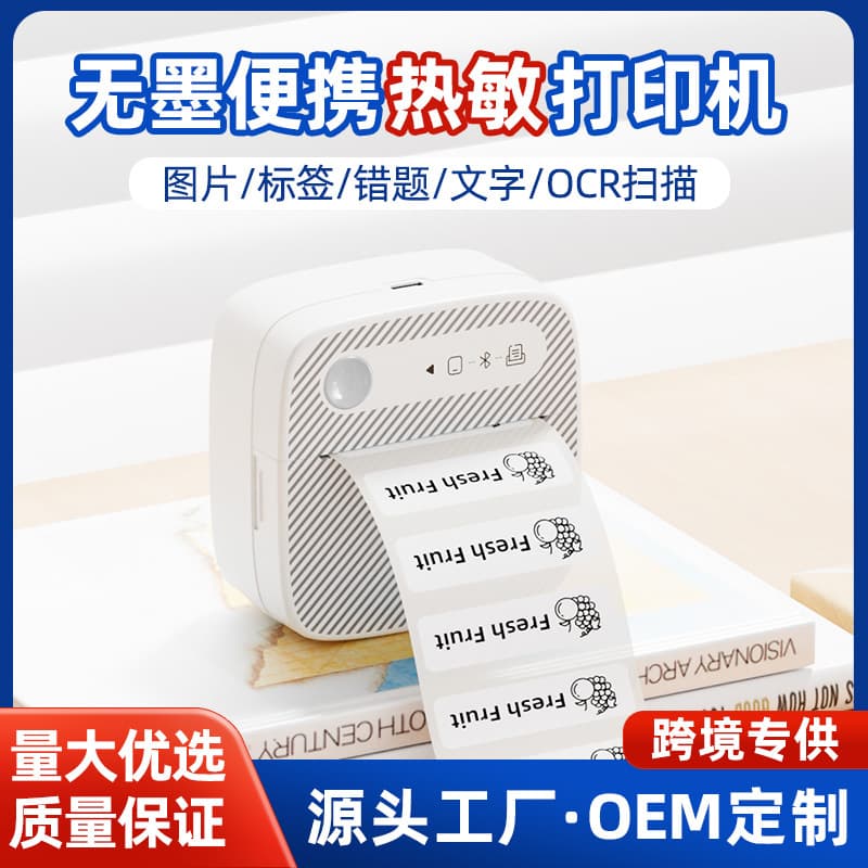Thermal Printer for Photo Labels, Error Correction, Portable Wireless Bluetooth Barcode Printer