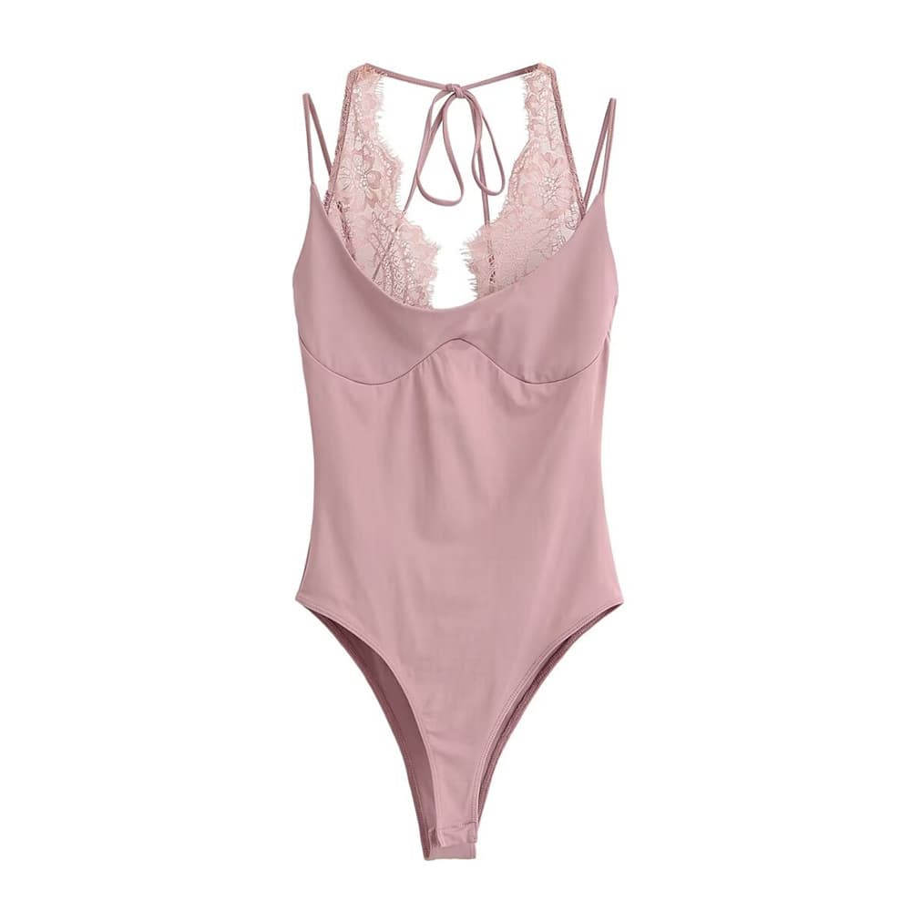Summer cross-border AliExpress ins European and American foreign trade women's clothing fashionable splicing lace halter neck jumpsuit
