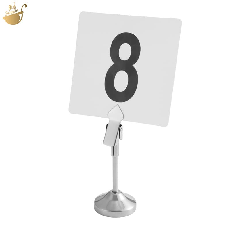 Solid table cards for hotel dining tables, menu numbers, stainless steel menu holders for buffets and weddings, stand-up signs