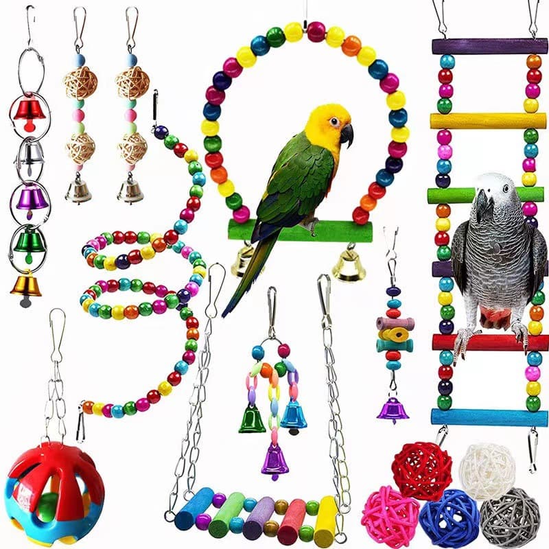 Parrot Bird Toy Set Ladder Rattan Ball Hanging Ring Amazon Hot Selling Parrot Combination Chewing Toy Factory Direct