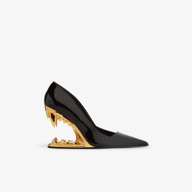 Fashionable Metal Toe High Heel Single Shoes Pointed Toe Slip-On Women's Shoes Large Size Asymmetric Heel Spring Summer Autumn