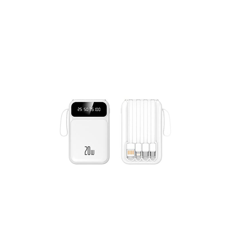 Wholesale Built-in Cable Power Bank 20000mAh Large Capacity Mini Compact Portable Power Bank with Custom Logo