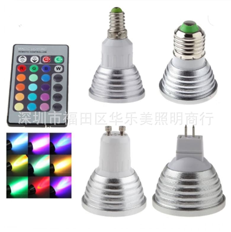 Colorful Spotlight Auto-Color-Changing Lamp Cup RGB Lamp Cup Remote Control LED Colorful Atmosphere Light LED Bulb RGB Bulb