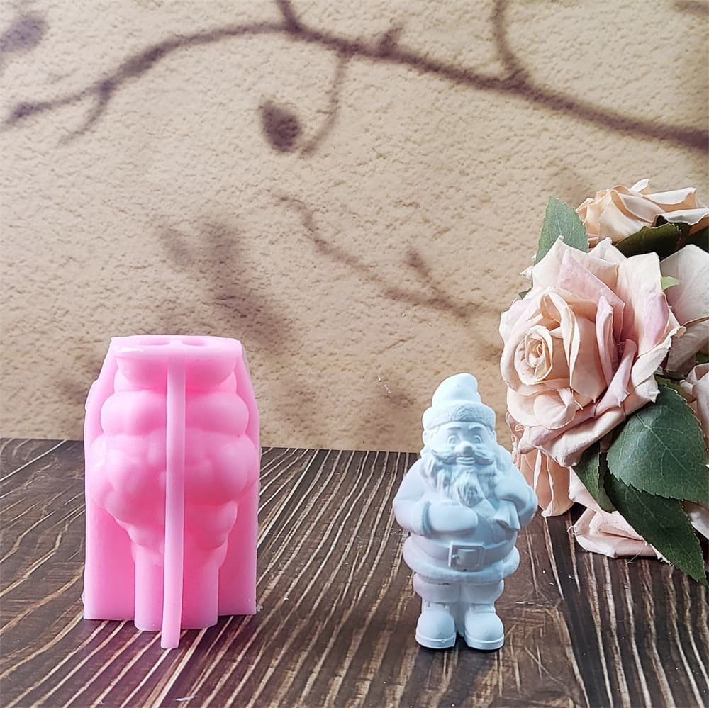 Santa Claus Plaster Ornament Candle Mold DIY Plaster Cement Silicone Mold W0155