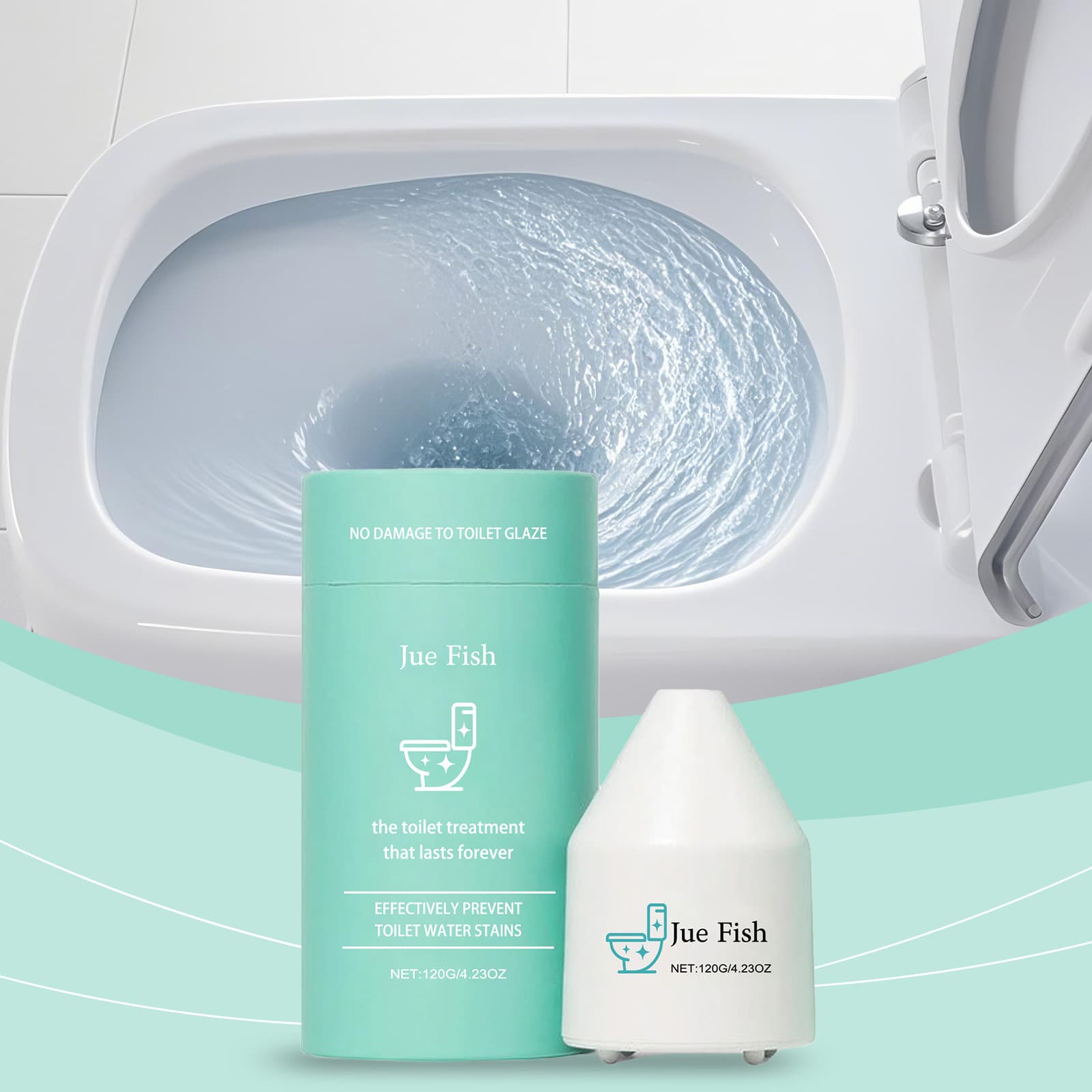 JUE FISH Toilet Bowl Cleaner Water tank-dispensing type automatically releases clean foam, freshens and removes odors for cleaning