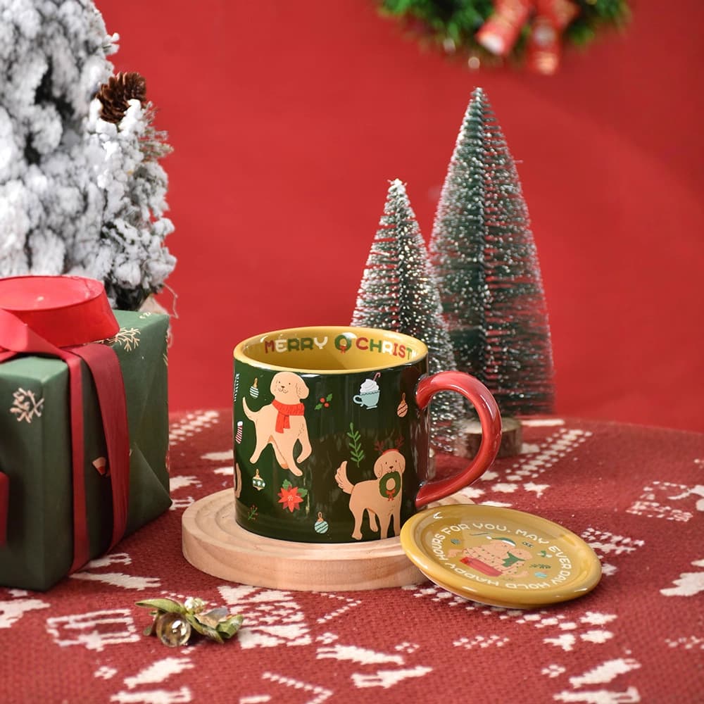 American Style High-Aesthetic Ceramic Mug Ceramic Cup Water Cup Office Coffee Cup with Spoon and Lid Gift for Girlfriend
