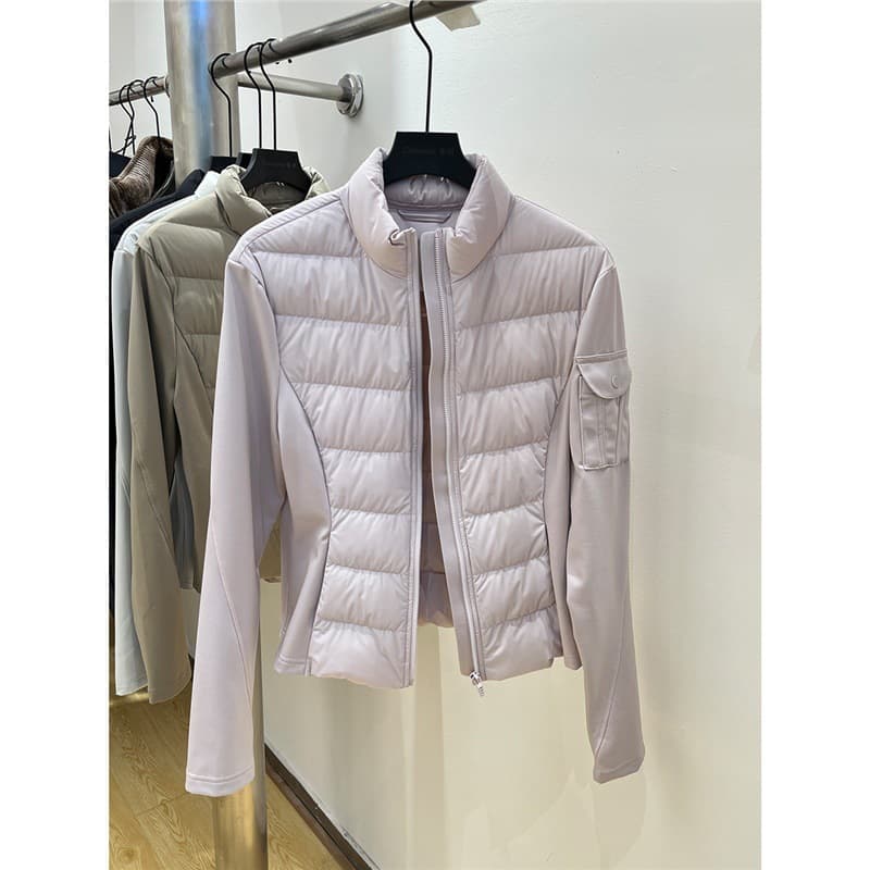 lulu same style 2025 new slim fit 95 white duck down jacket women stand collar liner waist yoga jacket
