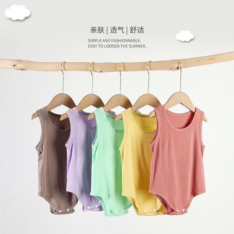 Baby vest triangle bag farts summer ultra-thin belly protection underwear baby children's one-piece pajamas modal
