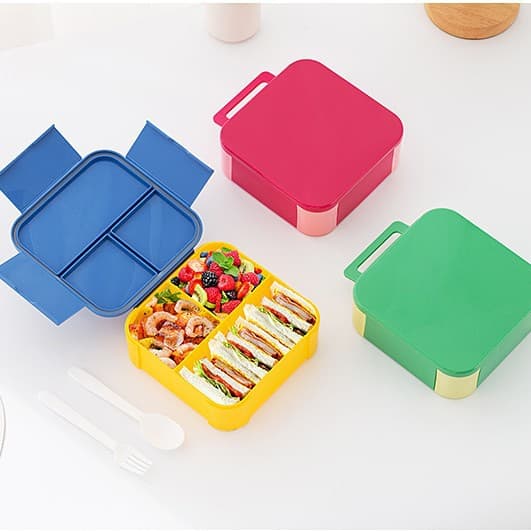 New Flip-Top Portable Bento Box with Compartments for Students and Office Workers, Microwave-Safe PP Plastic Sealed Lunch Box