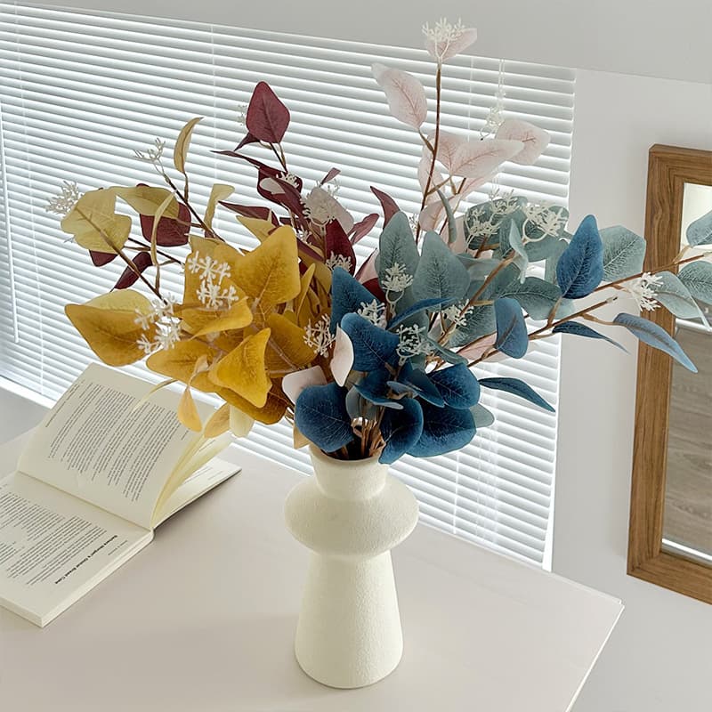 Artificial 3-Branch Apple Eucalyptus Leaves Faux Greenery Wedding Floral Arrangement Home Decoration