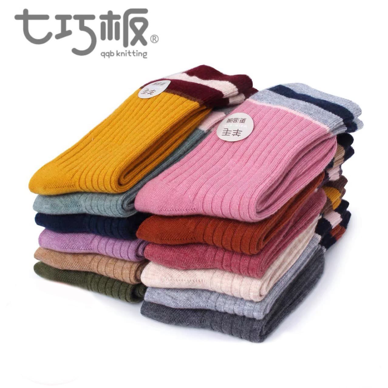Tangram Children's Wool Socks Wholesale Autumn and Winter New Style Velvet Thickened Warm and Breathable Mid-Tube Socks Baby Socks