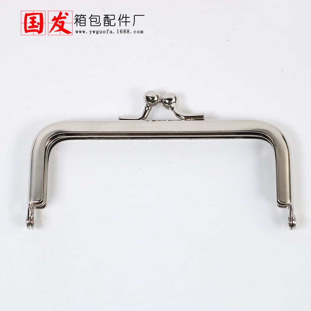 No Ear: 10.5CM Square No-Hole Concave Smooth Machine-Pressed Kiss Lock Clasp Silver