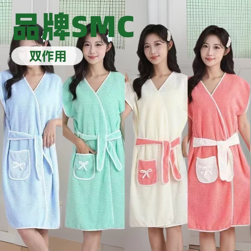 Fashionable Bath Dress for Adults, Tie-Dye Cute Wearable Student Sleep Gown, Home Soft Absorbent Quick-Dry Bathrobe