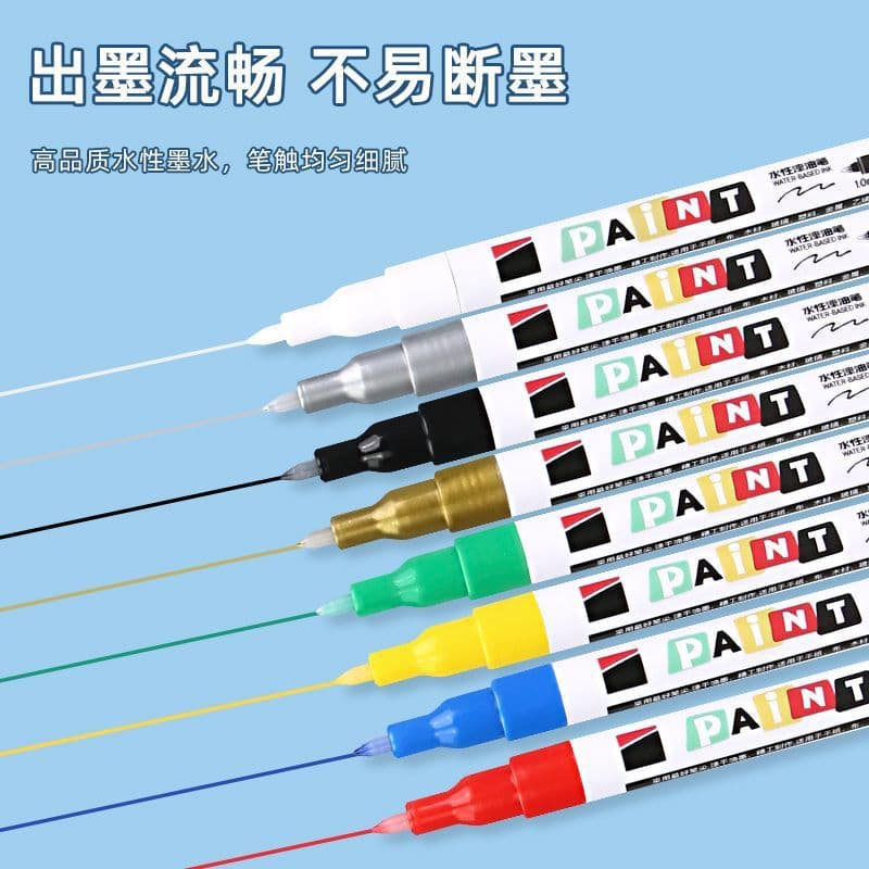Paint pen with fine tip, white marker, waterproof quick-dry non-fade water-based liner, gold touch-up pen for tires