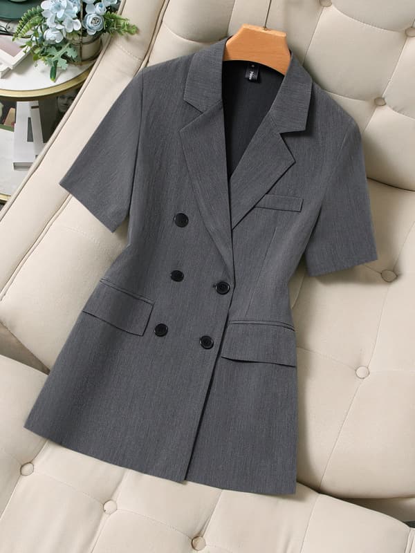 XZ188 Single Blazer Set - Summer Thin Blazer with Straight-Leg Pants, Plus Size Women's Professional Interview Short-Sleeve Suit