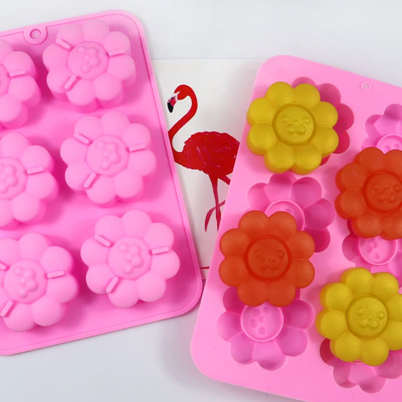 Minghao 6-Connected Lion Silicone Cake Mold Cartoon Mooncake Mold Baking Tool Handmade Cold Process Soap Mold