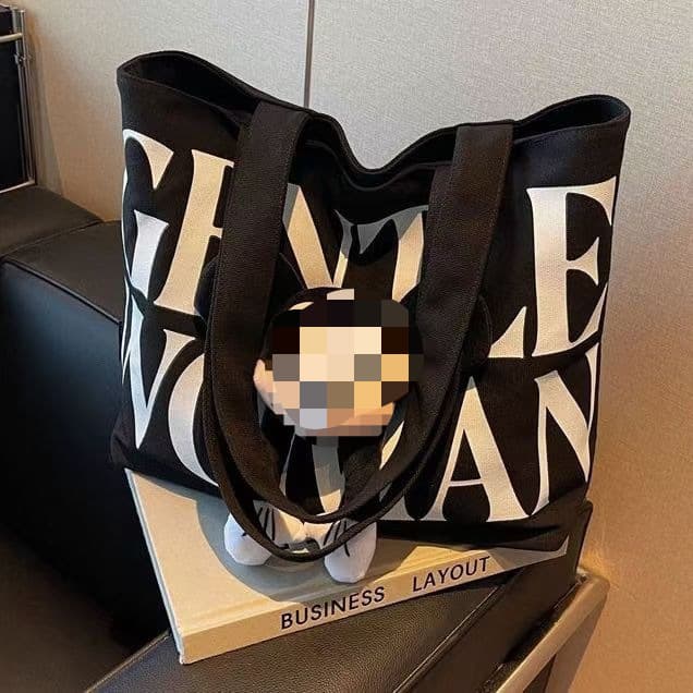 Canvas Shoulder Bag for Women, Large Capacity Tote, Cartoon Mickey, Commuter Style, New Arrival, for College