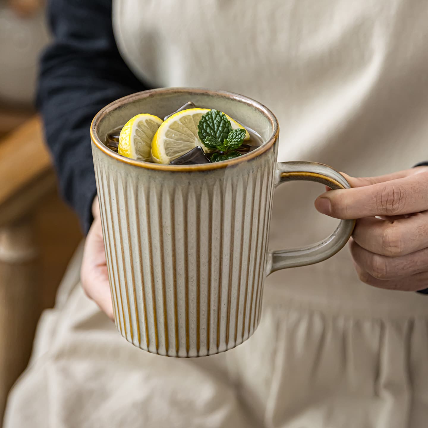Creative cup, high-looking ceramic mug, large-capacity coffee cup, couple cup, home office water cup, tea cup