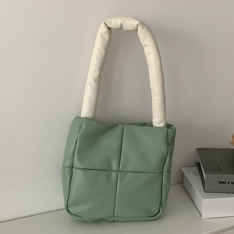 Dilireba's same style down bag, niche designer compact handbag, soft leather underarm shoulder square bag for women
