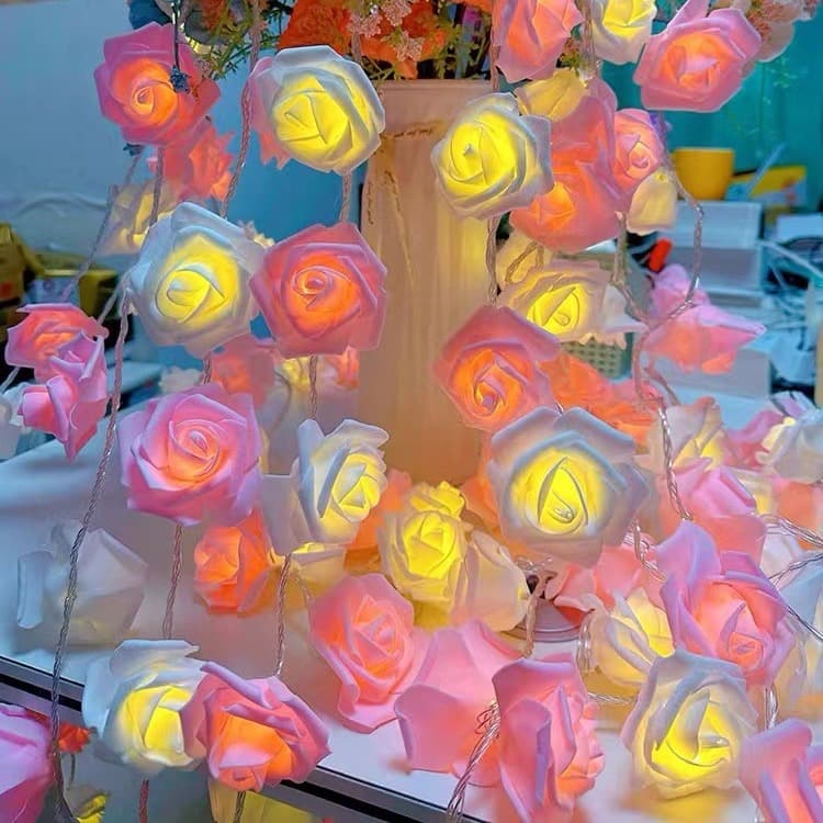 LED light string Valentine's Day simulated foam roses Chinese Valentine's Day romantic proposal confession atmosphere decorative light string