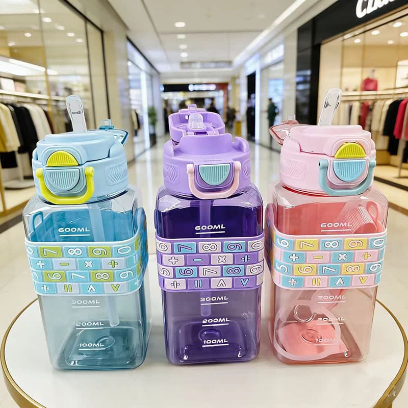 Dual-Drink Opening Plastic Water Cup High Appearance Large Capacity Straw Cup for Kids Durable Student Water Bottle Sports Water Bottle