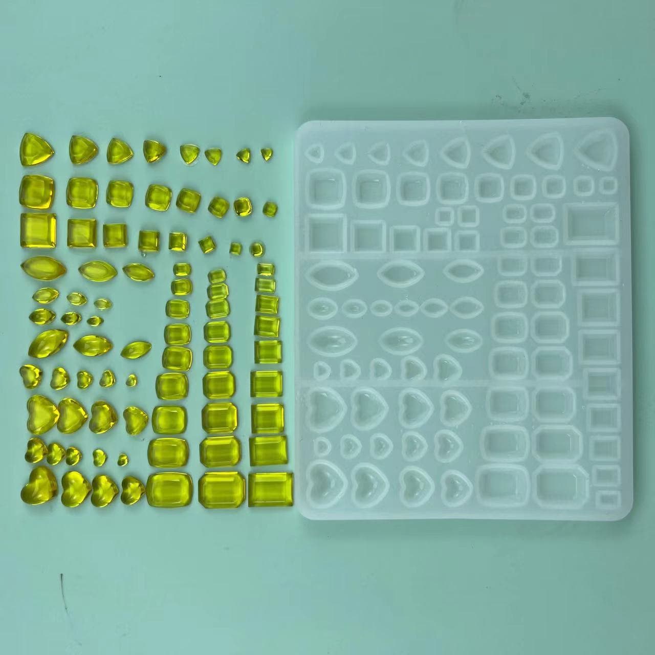 Pangyaya DIY Crystal Resin Mold Diamond Heart Marquise Faceted Silicone Mold Handmade Ice Cube Mold