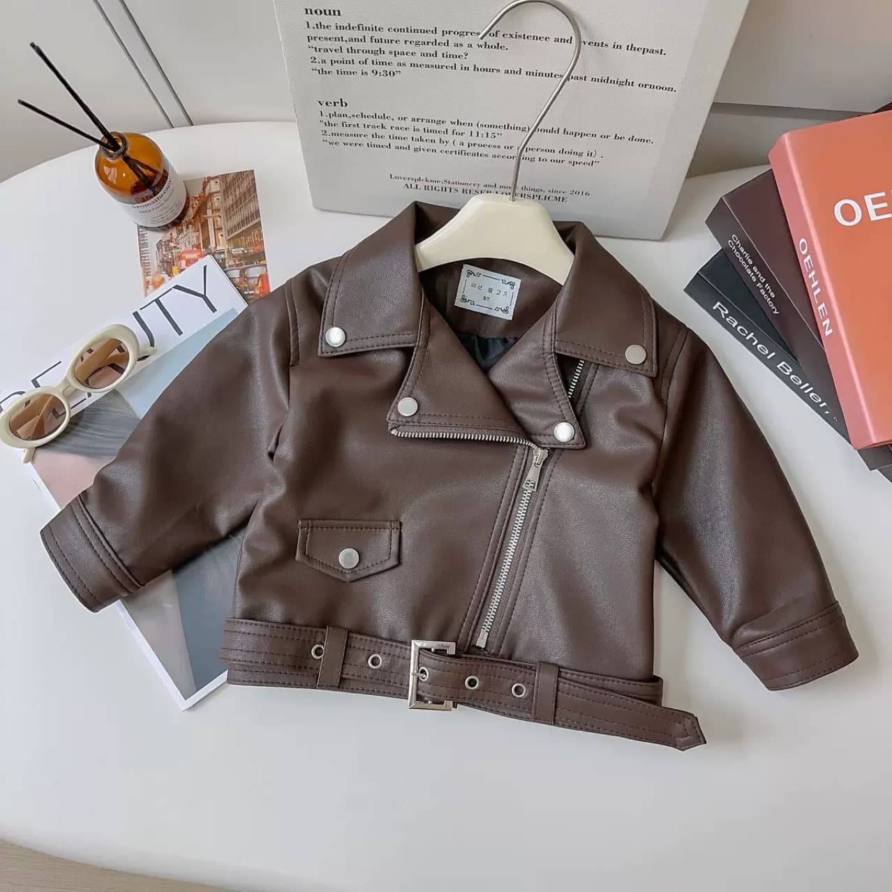 Children's Korean PU Leather Jacket 2025 Autumn Winter New Style Girls Fashion Motorcycle Jacket Boys Short Leather Jacket Trendy
