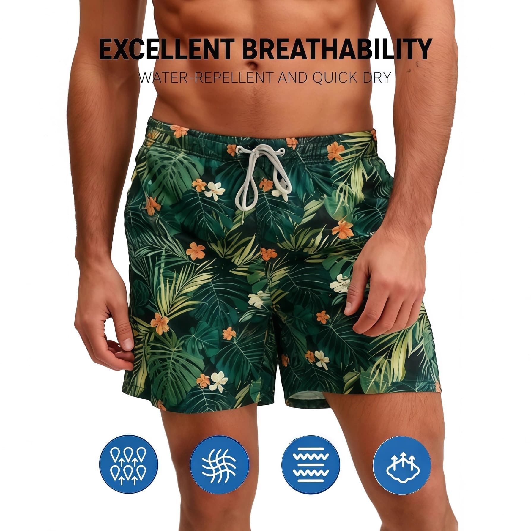 Three-point beach pants heat transfer printing sports beach library loose fit seaside beach pants quick-drying beach trunks swimming trunks
