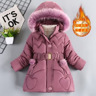 Girls' Cotton Coat Mid-Long Fleece-Lined Thickened Fashionable Baby Trendy Down Cotton Jacket Winter New Export Exclusive