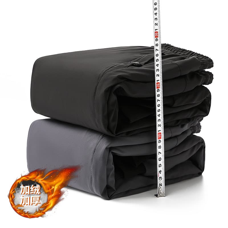 New cross-border style men's down pants, thickened, extra warm, plus size, sporty, new winter loose solid color black trousers