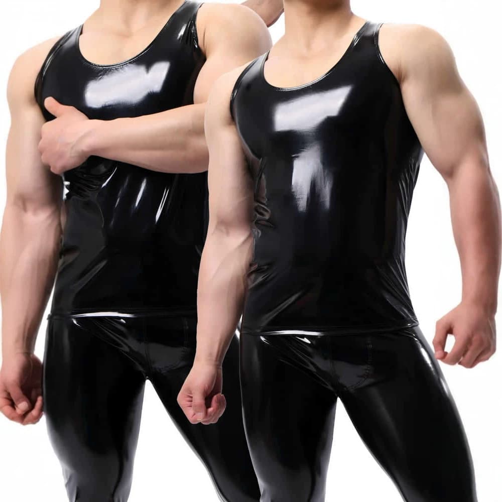 WOWHOMME High-Quality PU Leather Men's Shiny Stage Performance Classic Vest for Export Amazon NK45