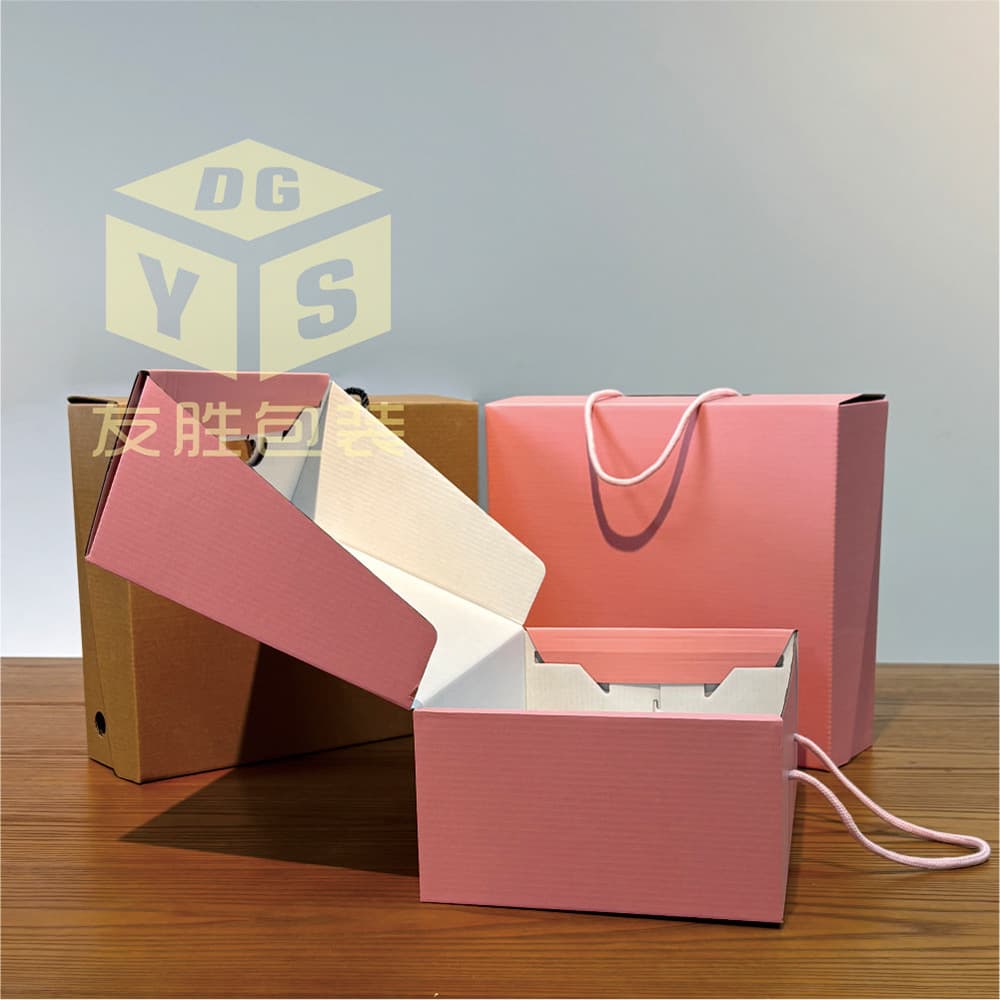 In Stock Printable Pink Corrugated Shoe Box for Women's Shoes Portable Handheld Bag Flap Packaging Box Handheld Shoe Box