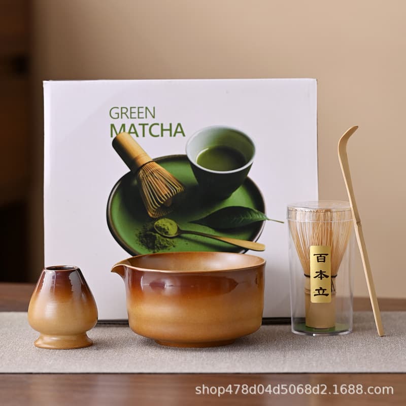 Cross-border exclusive kiln-fired Japanese matcha tea set, including 100 standing tea whisks, matcha bowls, and Song Dynasty tea bowls.