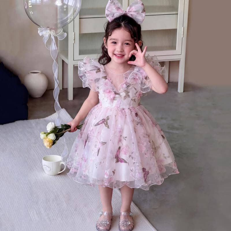 Girls' Dress, Little Girl's Flower Fairy Fluffy Princess Dress, Children's Host Piano Performance Outfit for Children's Day Performance