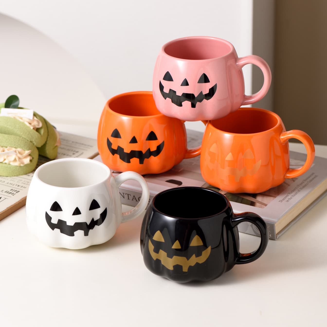 Creative Halloween Gift Pumpkin Ceramic Cup Retro Cartoon Funny Cup Holiday Mug Ceramic Drinking Cup