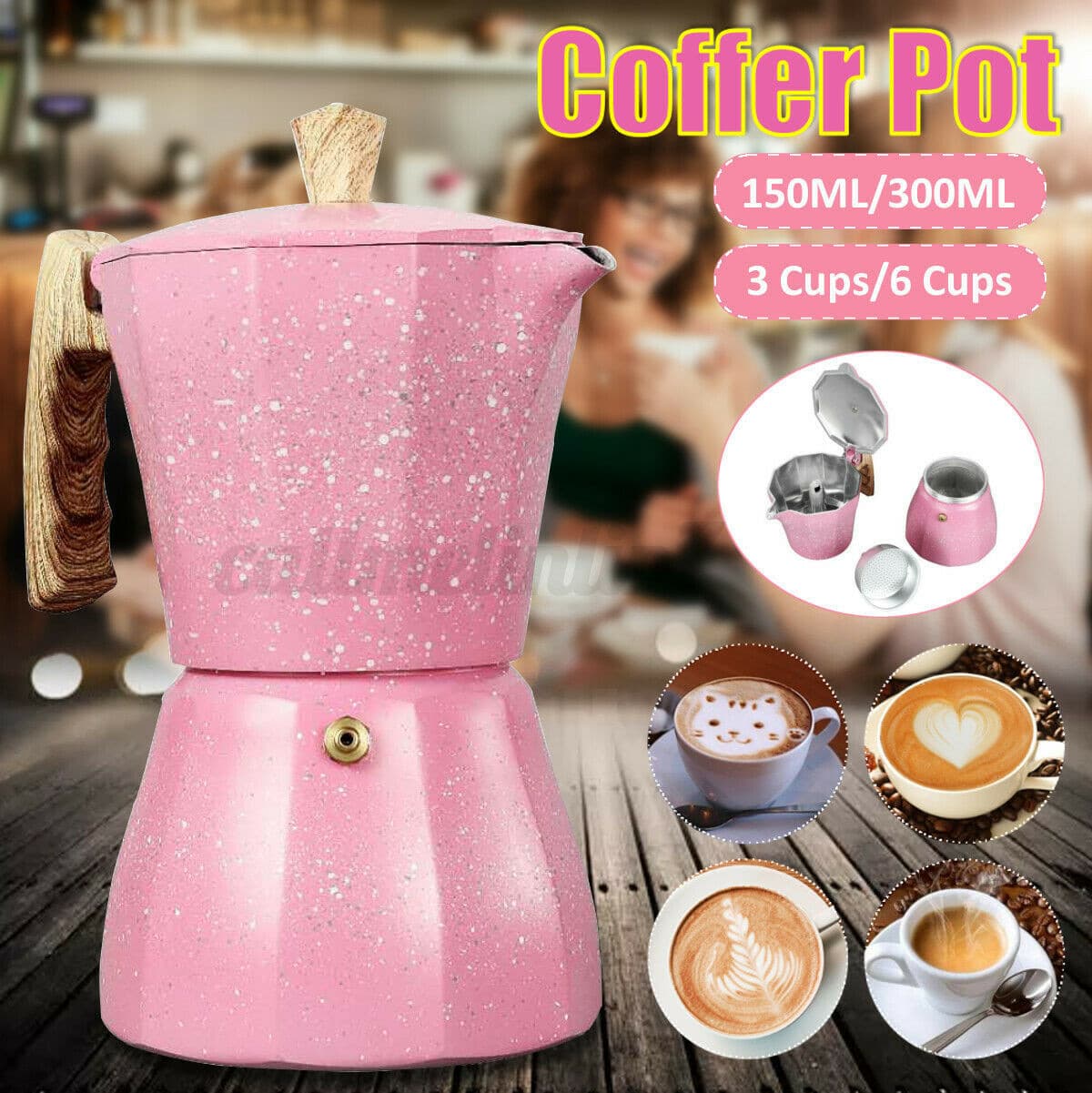 Cross-border spot Italian octagonal coffee maker, espresso-style aluminum moka pot, home coffee equipment.