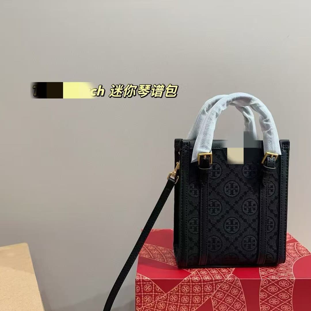 TB Mini Vintage Small Tote Music Score Bag Fashion Versatile Tote Shopping Bag Handheld Shoulder Crossbody Women's Bag