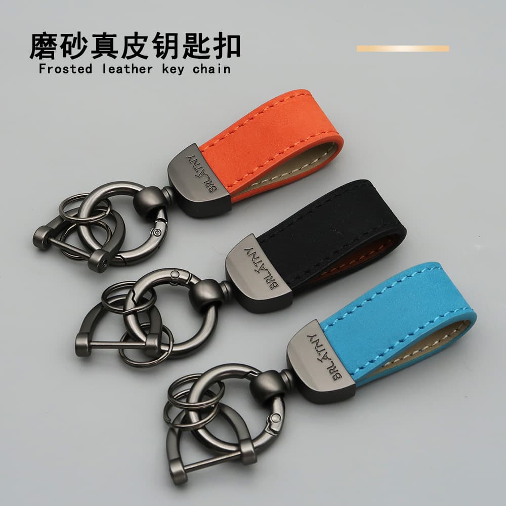 Belletini short genuine leather car key chain pendant fashionable brand car key chain leather rope can be embossed with logo
