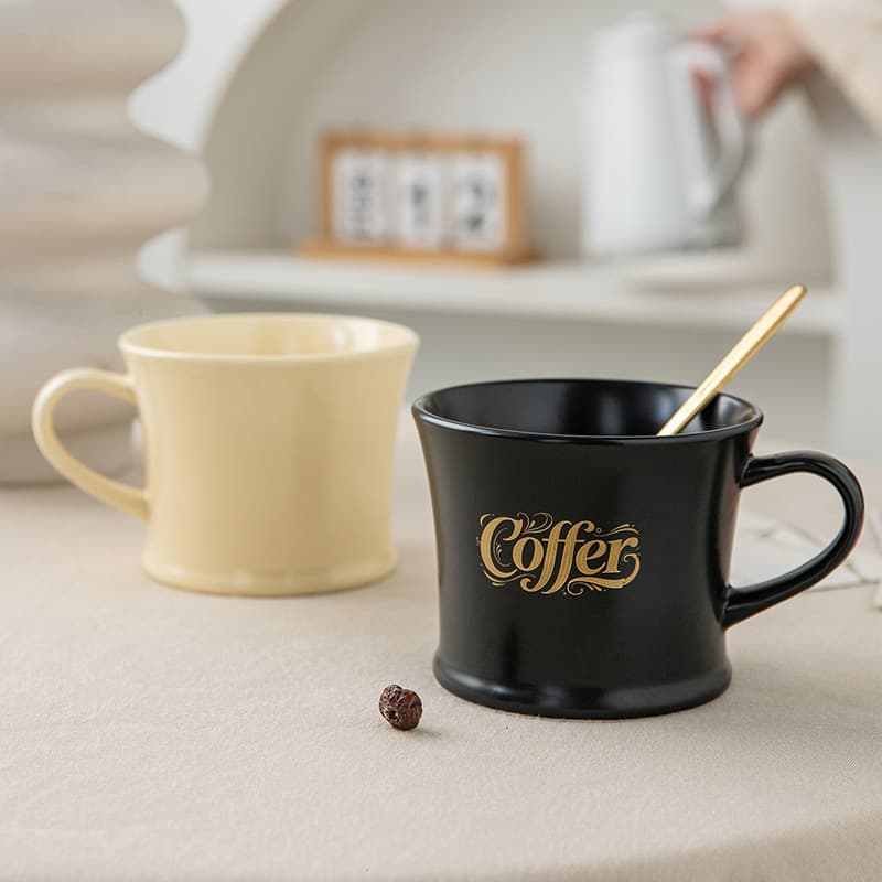 Ceramic coffee cup, European simple solid color cup, breakfast cup, water cup, office cup, mug with printed logo