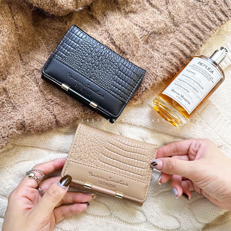 Cross-border Tri-fold Solid Color Wallet Short Women's Coin Purse Large Capacity Card Holder Korean Style Wallet Wholesale
