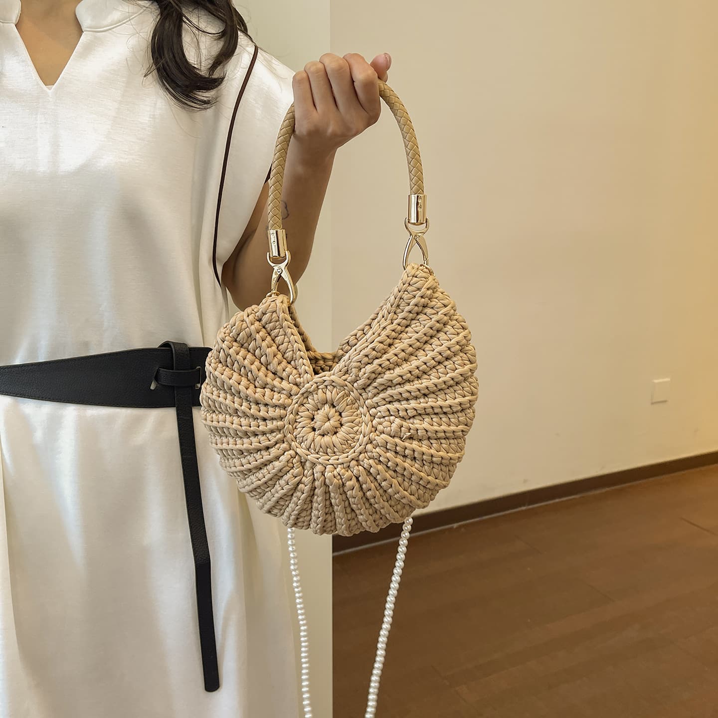 Fun Handmade Crochet Ocean Shell Bag for Women, Trendy Versatile Crossbody Handbag Shoulder Bag