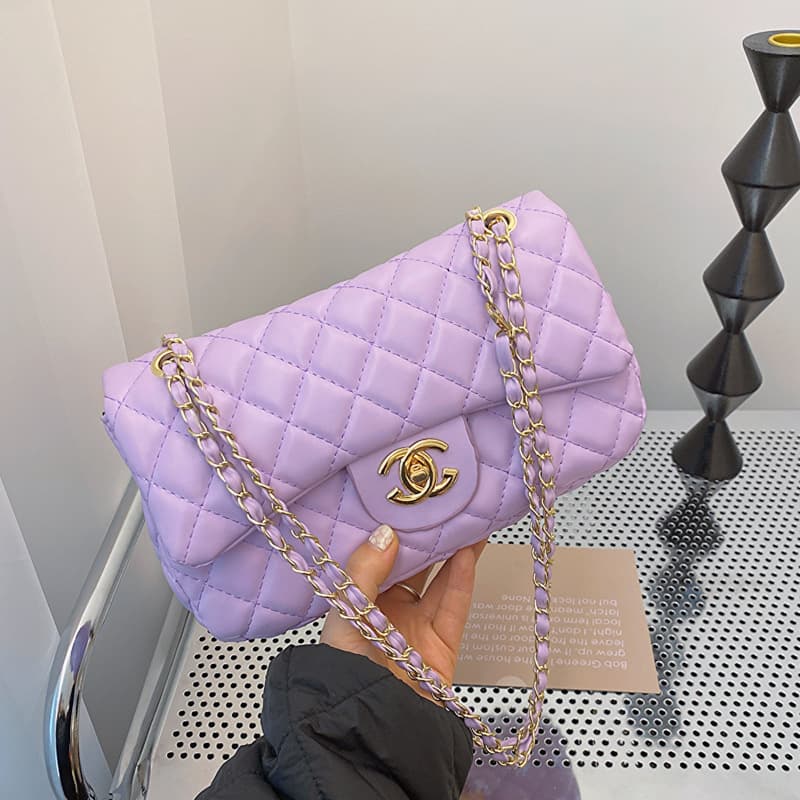 2024 New Women's Bag Simple Fashion Texture Niche Quilted Bag Small Fragrant Style One-shoulder Cross-body Chain Small Square Bag