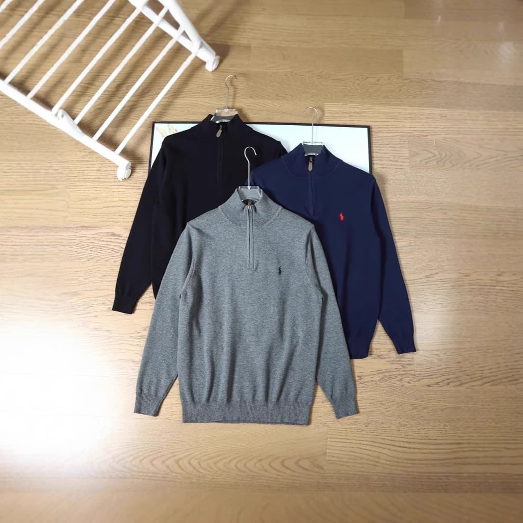 Cross-border RL pony embroidered half-zip sweater sweater for men and women, long-sleeved POLO pullover sweater, sweater
