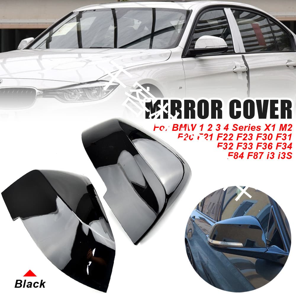 For BMW F20 F30 F32 F33 Black Carbon Fiber Hydrographic Side Mirror Cover Shell
